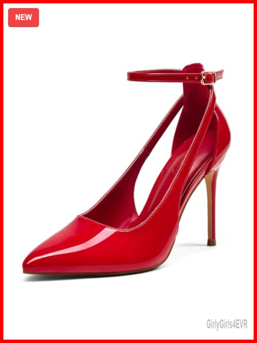 Women's Ankle Strap Stiletto Pumps Pointed Closed Toe Heels